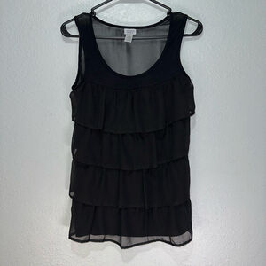 Charming Charlie Women’s Black Ruffle Tank Top Size M Ruffles